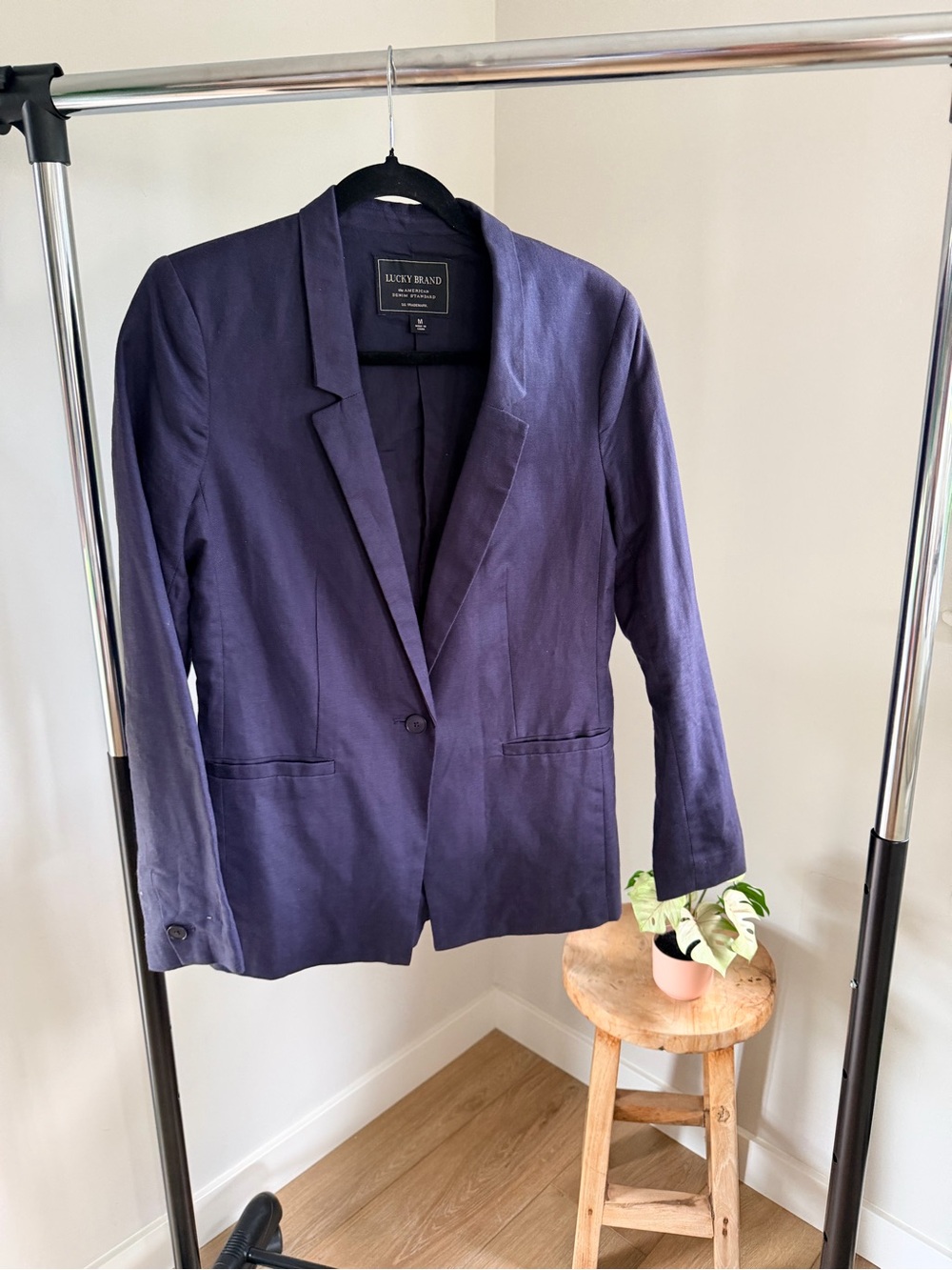Lucky Brand Men's Dark Navy Single-Button Blazer
